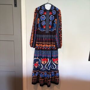 Long sleeve multi color maxi dress